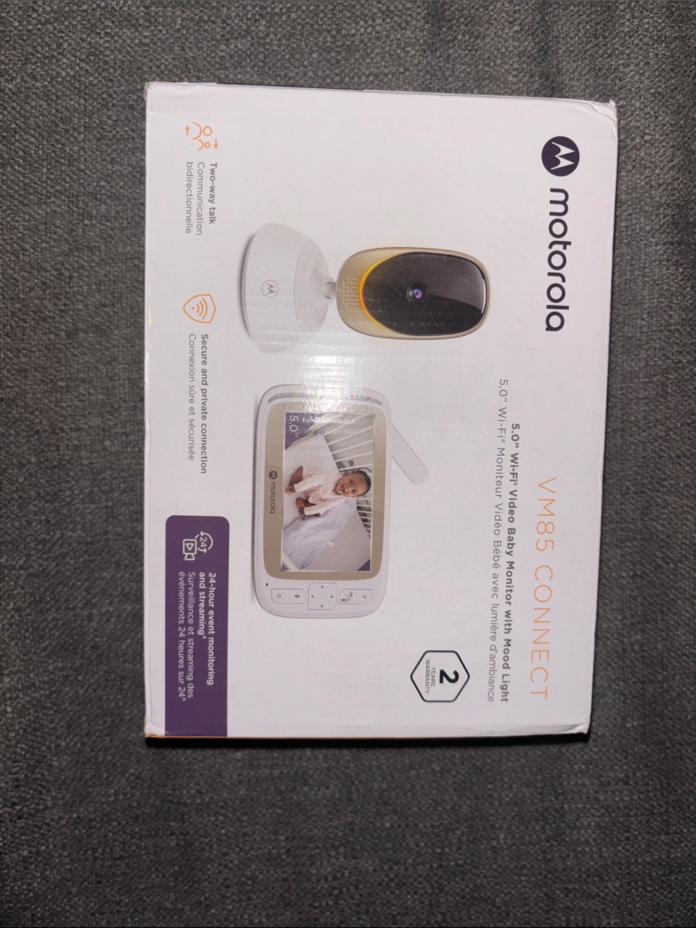 Motorola VM85 Connect Baby Monitor in White and Yellow Accent
